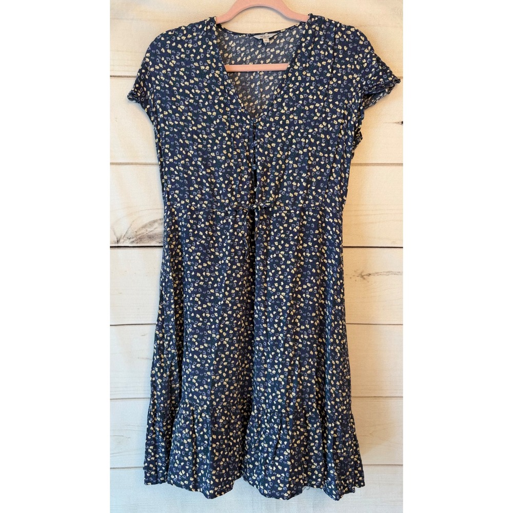 Rails Kiki Navy Ditsy Floral V-Neck Ruffle Mini Dress Navy Blue Size Medium